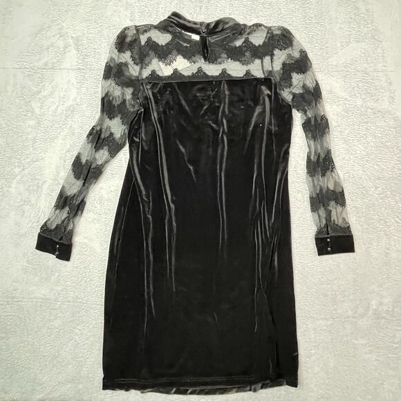 Junarose Women’s Lace And Velvet Dress Medium Black Lolita Goth Dark Romantic - Picture 9 of 11